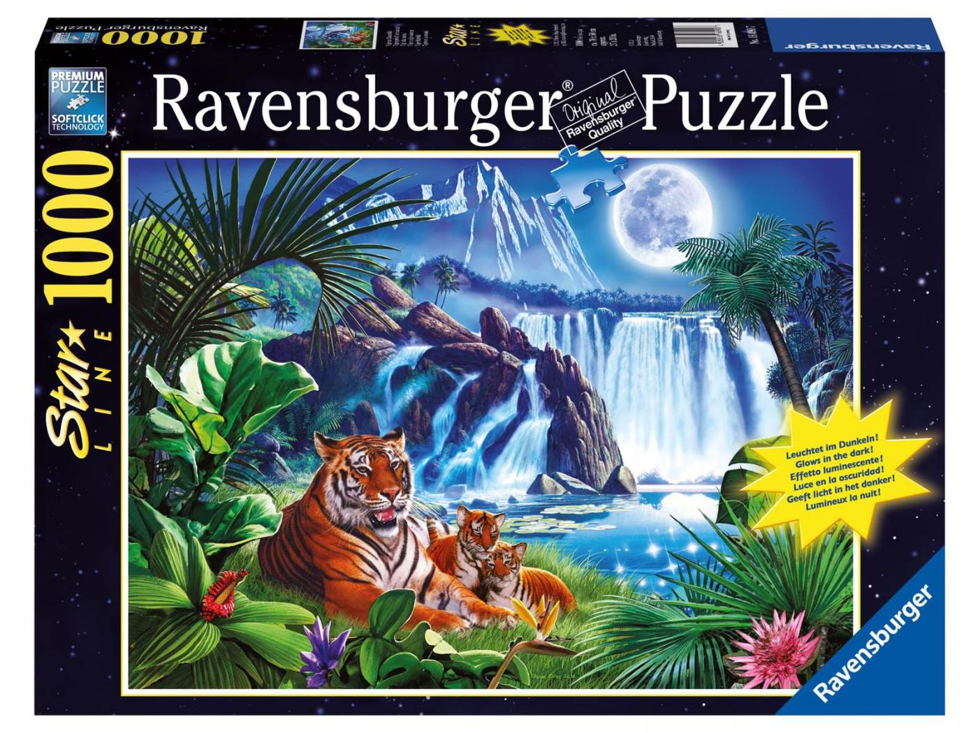 Ravensburger - Puzzles 1000 pièces Star Line Tigres près d'une cascade