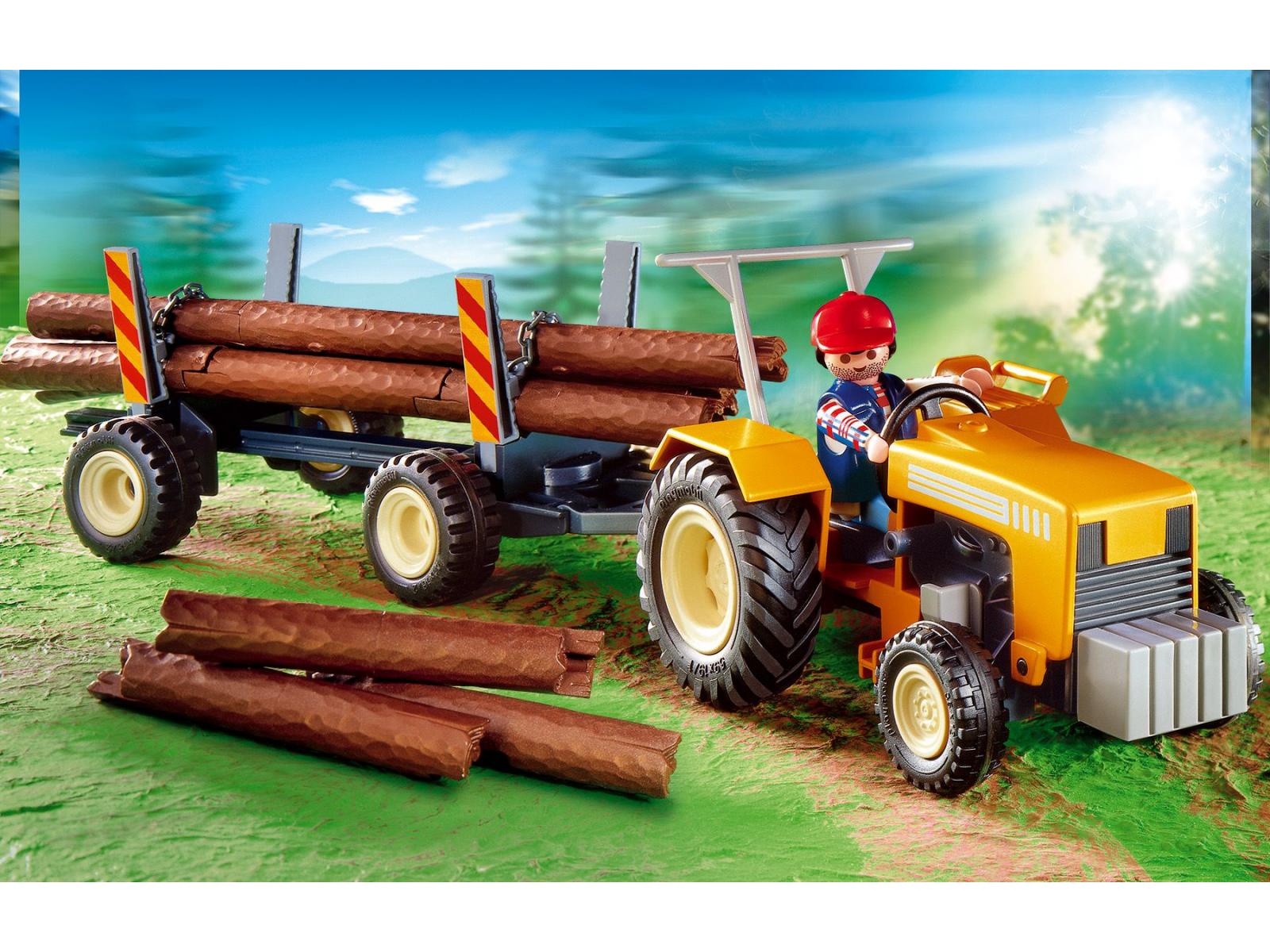 Playmobil - Bûcheron / troncs d'arbres / tracteur