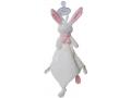 Doudou attache-tétine lapin blanc & rose Nina - Hauteur 25 cm - Dimpel - 822627