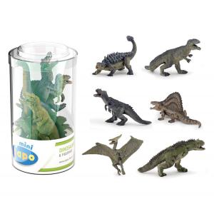 Mini PLUS Dinosaures Lot 2 (Tube, 6 pcs) - Dim. 8 cm x 8 cm x 12,5 cm - Papo - 33019