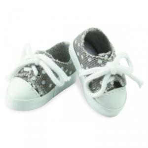 Petitcollin - 603404 - Chaussures de sport toile grise à pois blancs pour poupée MINOUCHE taille 34 cm - à partir de 3+ (308014)