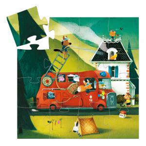 Puzzle silhouette - Le camion de pompier - 16 pcs - Djeco - DJ07269