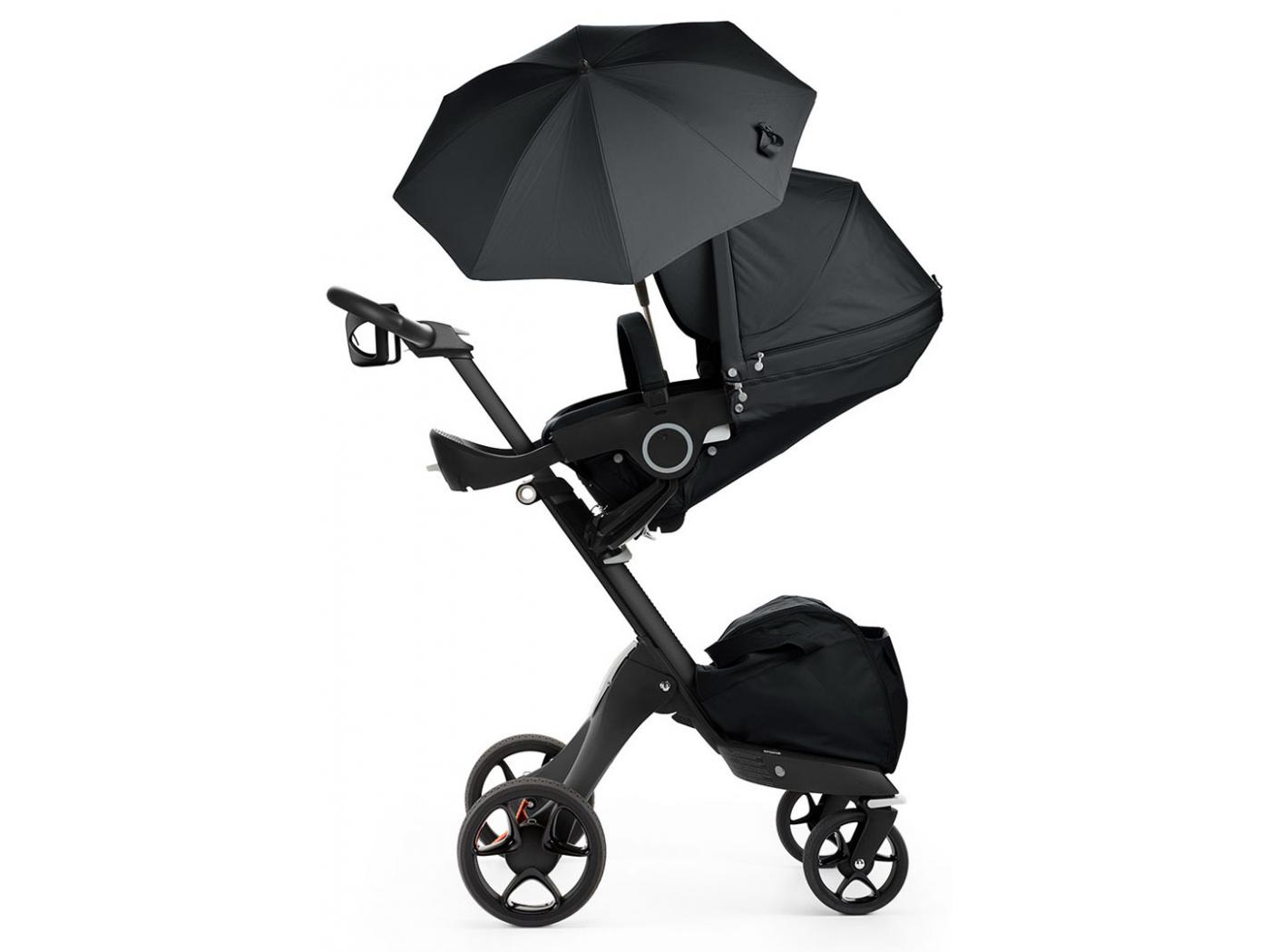 Stokke - Poussette Xplory V5 Chassis noir avec siège Noir, porte gobelet et  ombrelle inclus