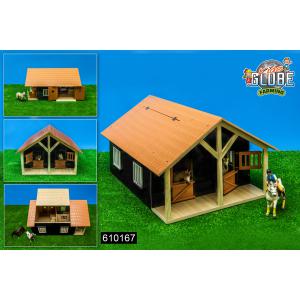 Horse stable with 2 boxes and workshop - 51x40,5x27,5cm - échelle 1:24 - Kids Globe Farmer - 610167