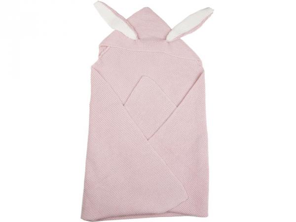 Couverture tricotée lapin rose clair