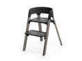 Chaise STEPS assise noire pieds en bois de hetre Gris tempete - Stokke - BU10