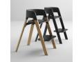 Chaise STEPS assise noire pieds en bois de hetre Gris tempete - Stokke - BU10