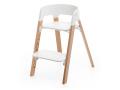Chaise STEPS assise blanche pieds en bois de hetre Naturel - Stokke - BU03