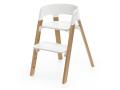 Chaise STEPS assise blanche pieds en bois de chene Naturel - Stokke - BU01