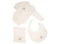 Coffret body, bavoir et lange bebe en coton bio blanc - Coton biologique - 31355-18160