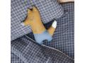 Coussin renard imprimé petits carreaux ocre / bleu - 13 x 29 cm - Camomile London - C30OMCB