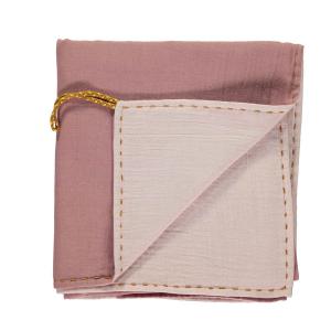 Camomile London - C24D BPP - Couverture légère bicolore rose / rose clair avec broderie dorée fait main - 105 x 105 cm (364254)