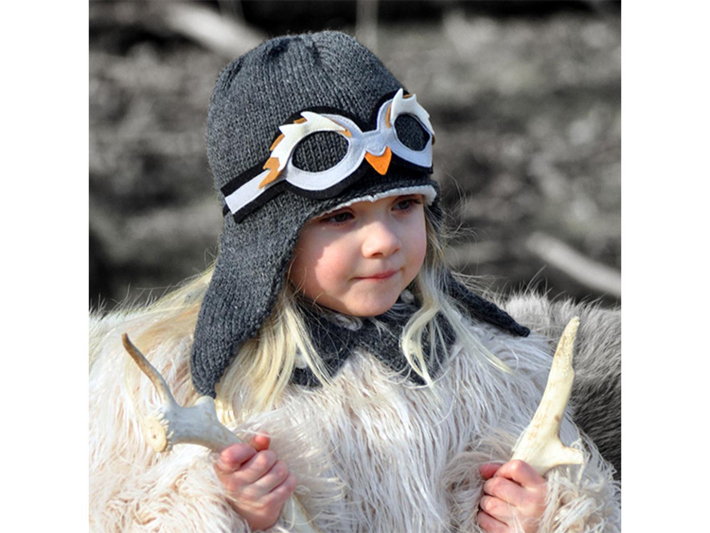 Lullaby Road - Bonnet fille gris foncé avec lunette amovible Pingouin - 2/4  ans