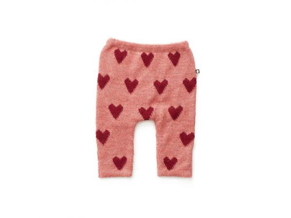 Pantalon en alapaga rose avec cœurs rouges 12m