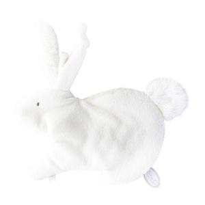 Doudou attache-tétine lapin blanc Emma - Position allongée 24 cm, Hauteur 14 cm - Dimpel - 885703