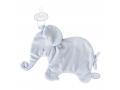 Doudou attache-tétine éléphant bleu Oscar - Position allongée 27 cm, Hauteur 17 cm - Dimpel - 885300