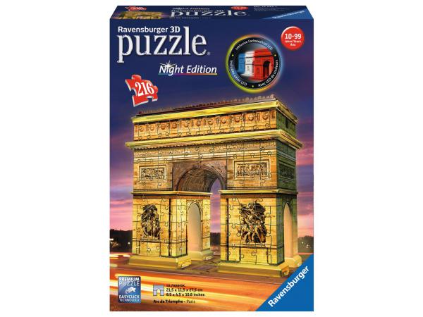 Puzzle 3d building - collection midi illuminée - arc de triomphe - night edition