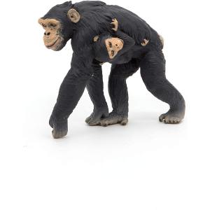 Chimpanzé et son bébé - Dim. 7 cm x 3 cm x 6 cm - Papo - 50194