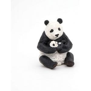 Panda assis et son bébé - Dim. 6 cm x 7 cm x 8 cm - Papo - 50196