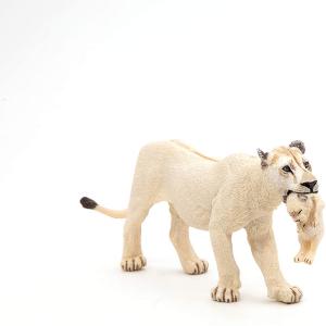 Lionne blanche avec lionceau - Dim. 3,5 cm x 14,5 cm x 6,5 cm - Papo - 50203