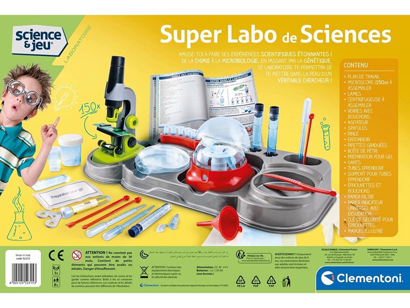Clementoni - Science et jeu laboratoire, Super labo de sciences