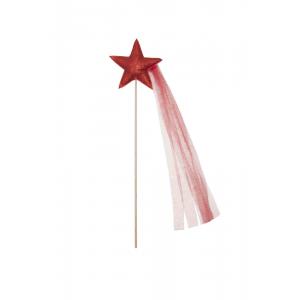 Baguette étoile - Pailettes Rouge + tulle assorti - Mouche-Paris - MOU-BPEROUGT