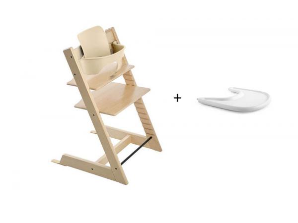 Pack chaise tripp trapp naturel avec baby set et tablette