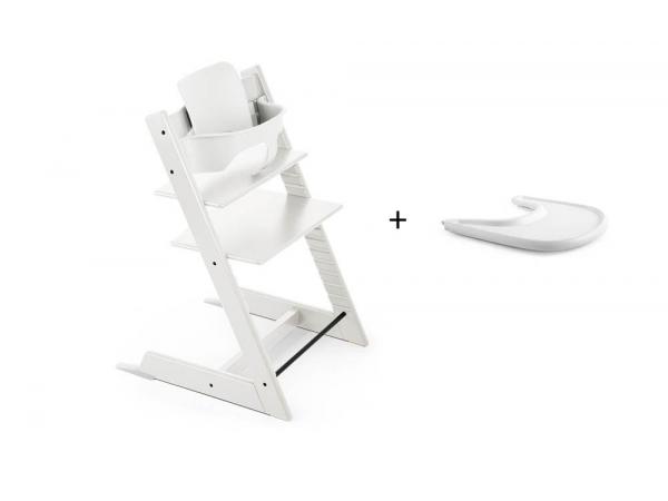 Pack chaise tripp trapp blanc avec baby set et tablette