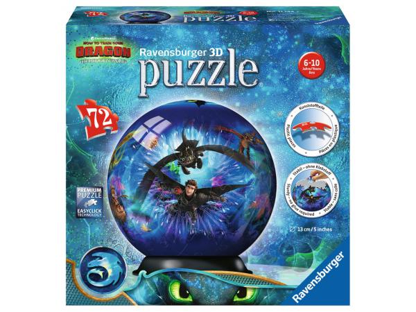 Puzzle 3d ball 72 pièces - dragons 3
