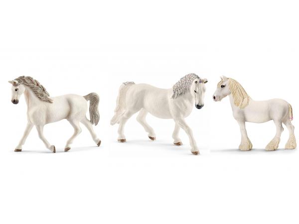 Figurines de chevaux jument blanch (holstein, lipizzan, shire)