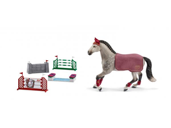 Figurines de chevaux et parcours de saut d'obstacles (jument )