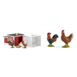 Figurines Animaux de la ferme ( Poulailler, Poule, Coq) - Schleich - bu026