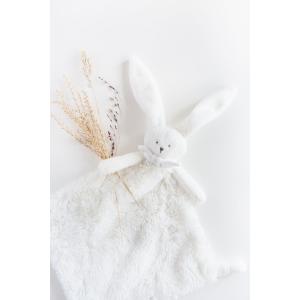 Doudou attache-tétine lapin blanc Ella - Hauteur 25 cm - Dimpel - 823030
