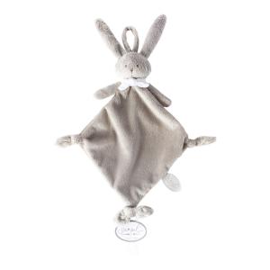 Doudou attache-tétine lapin beige-gris Ella - Hauteur 25 cm - Dimpel - 823056