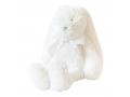 Doudou lapin blanc blanc Flore - Position assis 18 cm, Debout 30 cm - Dimpel - 883701