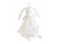 Doudou attache-tétine lapin attache tetine noeud bla blanc Flore - Hauteur 25 cm - Dimpel - 883753