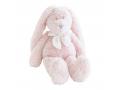 Doudou lapin blanc rose Flore - Position assis 25 cm, Debout 38 cm - Dimpel - 883818