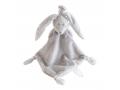 Doudou attache-tétine lapin attache tetine noeud bla gris clair Flore - Hauteur 25 cm - Dimpel - 883961