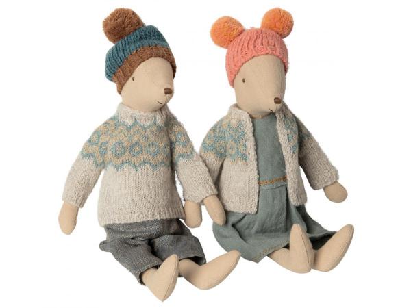 Set de poupées souris winter moyenne - fille et garçon - taille: 31 cm
