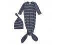 Coffret cadeau grenouillère nouée et bonnet navy stripe (taille: 0 - 3 mois) - Aden and Anais - AGHN20003