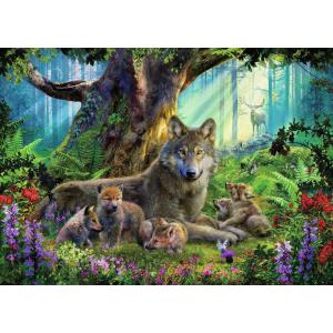 Puzzle 1000 pièces - Famille de loups dans la forêt - Ravensburger - 15987