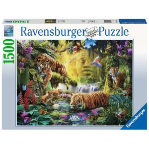 Ravensburger - 16005 - Puzzles adultes - Puzzle 1500 pièces - Tigres au plan d'eau (426544)