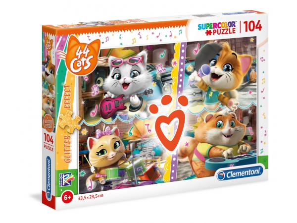 Puzzle enfants 104 pièces - glitter - 44 cats