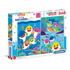 Puzzle enfant, 3x48 pièces - Baby Shark - Baby Shark - 25261