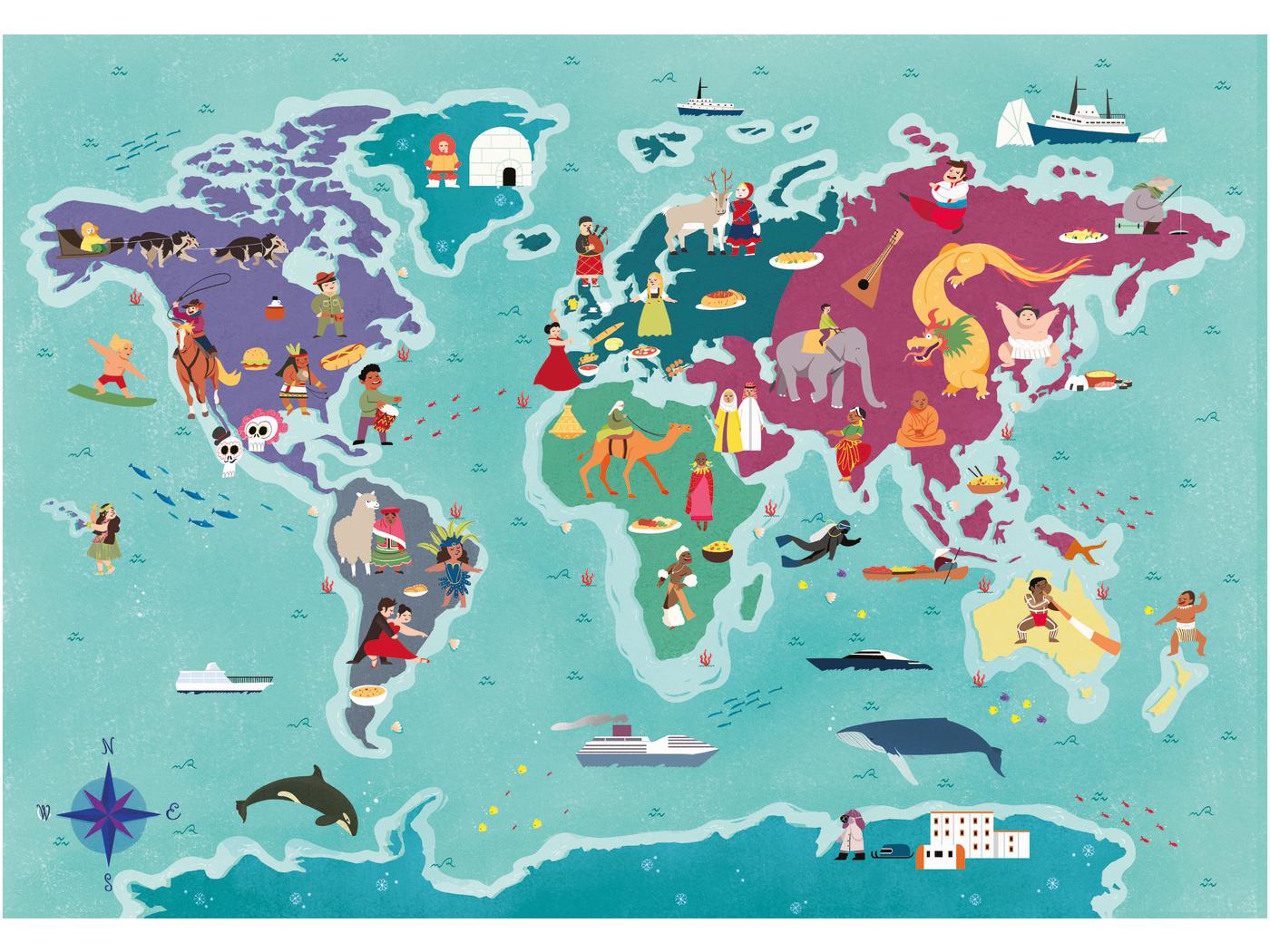 Clementoni - Puzzle enfant, Exploring Maps 250 pièces - Monde