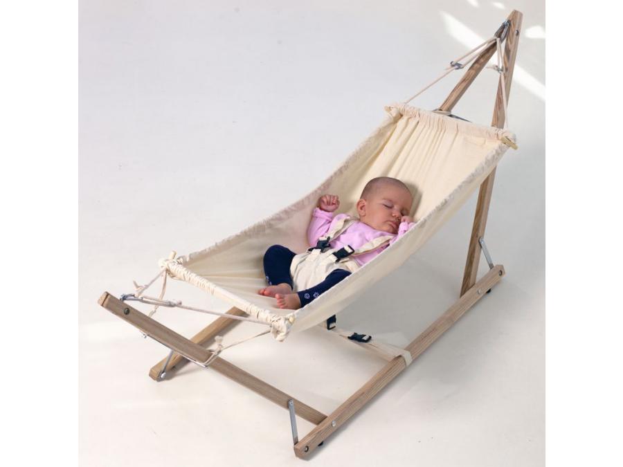 as - Hamac pour bébé avec structure en bois certifié