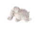 Petit doudou plat petit éléphant beige-gris Oscar - Position allongée 18 cm, Hauteur 12 cm