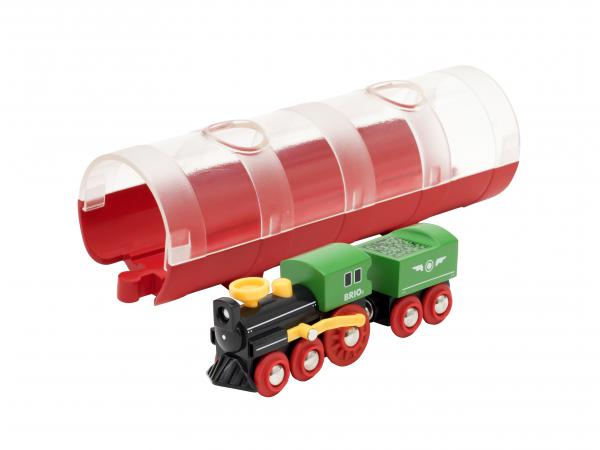 Train a vapeur et tunnel - thème exploration - age 3 ans +