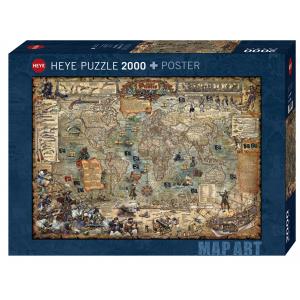 Puzzle 2000p Map Art Pirate World Heye - Heye - 29847