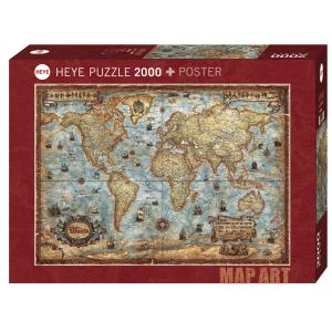 Puzzle 2000p Map Art The World Heye - Heye - 29845